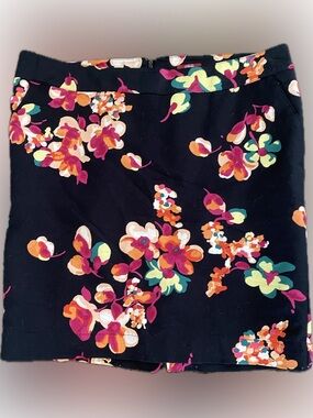 Merona Floral Print Black lined Skirt -size 14